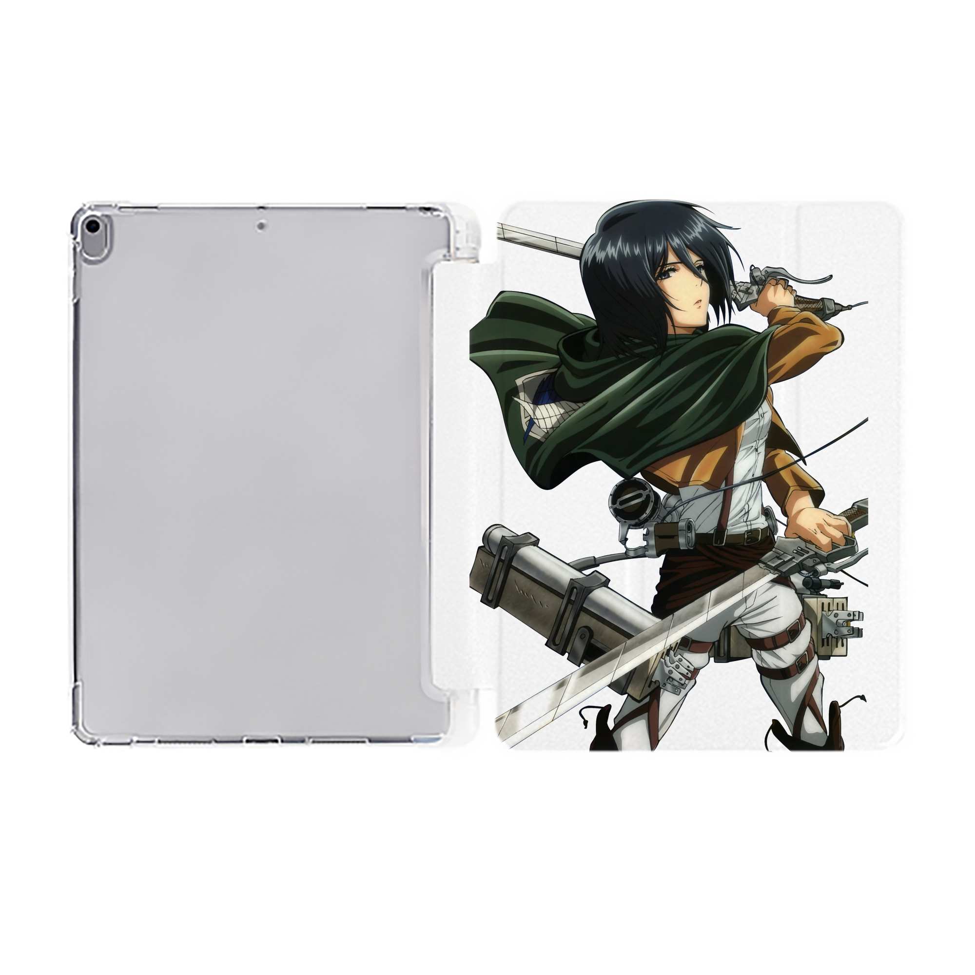 （画像用） 進撃の巨人 ミカサ·アッカーマン Attack on Titan Mikasa Ackerman IPad ケース ペン収納付き 三つ折りスタンド PUレザー×シリコン 対応機種9.5/10.5/10.9インチ